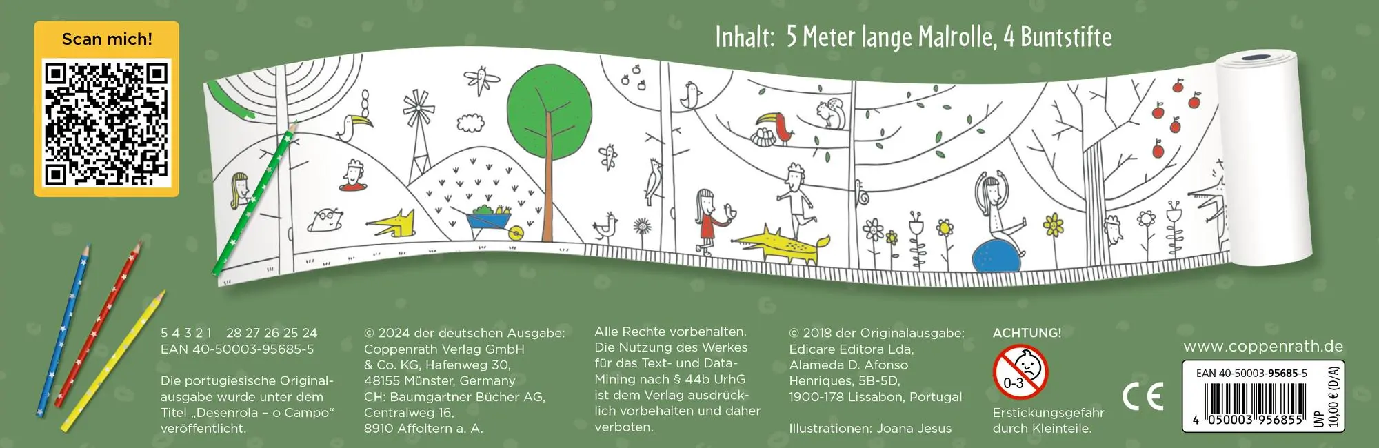 Rückseite: 4050003956855 | Meine erste Malrolle | Natur & Tiere | Joana Jesus | Mini-Künstler
